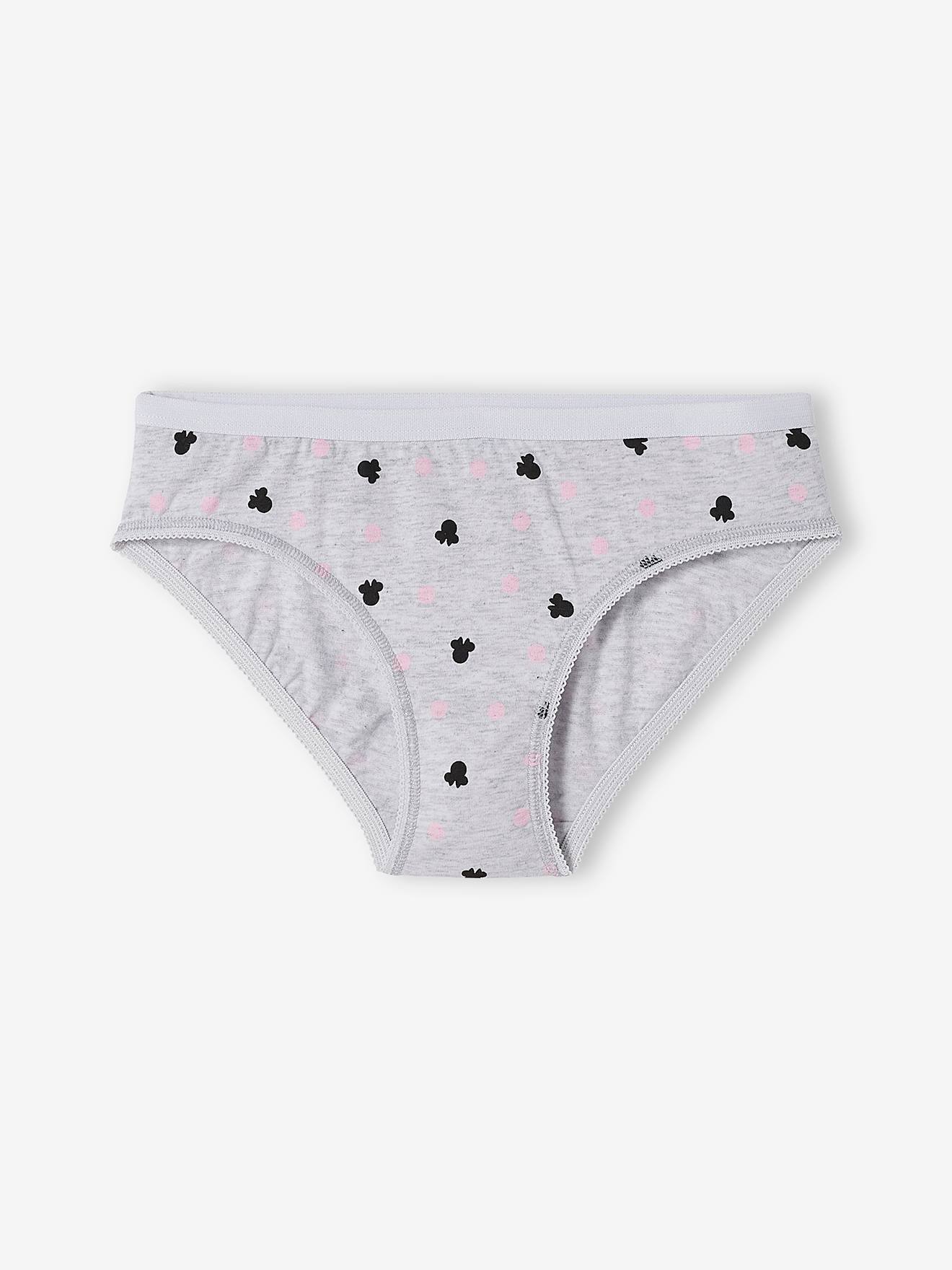 Lot de 7 culottes DS® Minnie rose, gris chiné et blanc