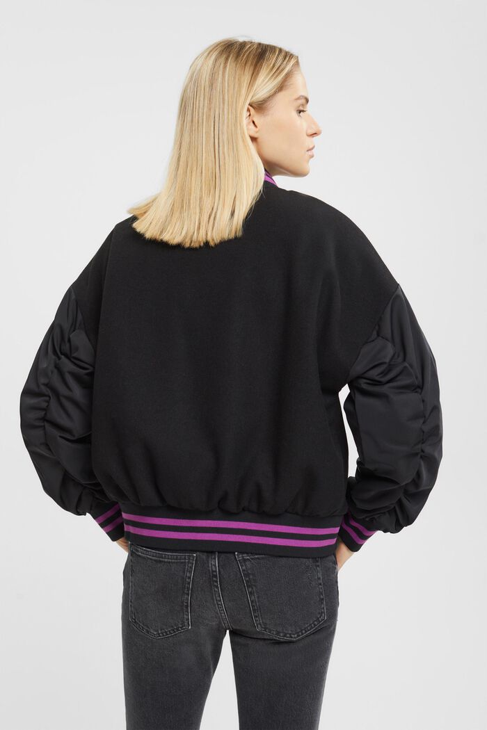 College-Jacke aus Material-Mix