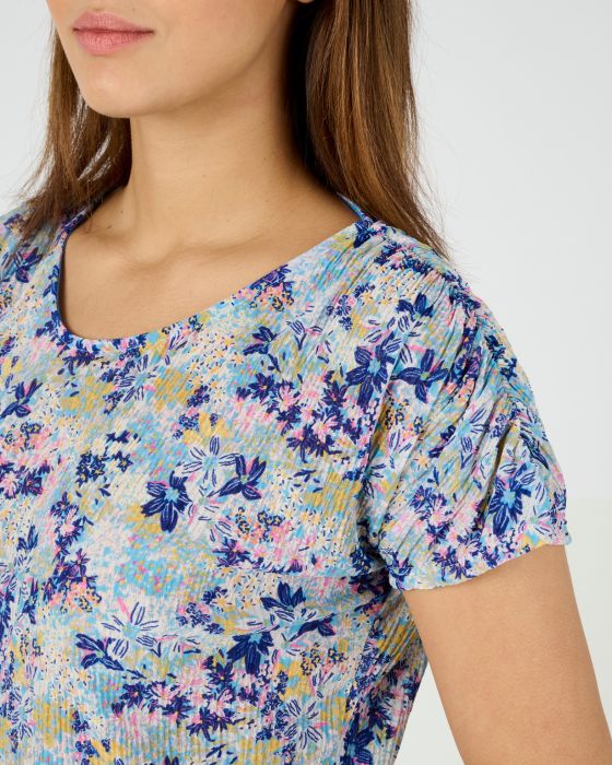 Tee-shirt résille imprimé fleurs