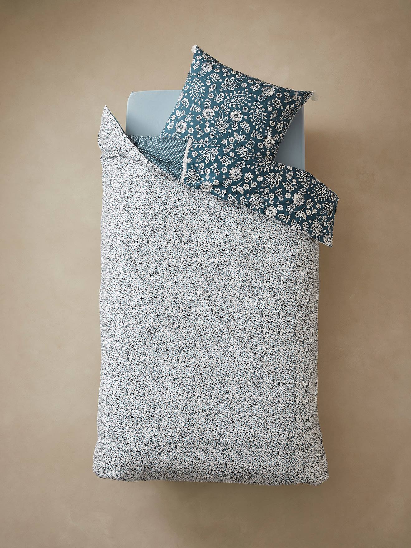 Vertbaudet Kinder Bettwäsche-Set PATCHWORK - marine/wollweiß