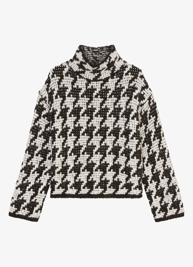 Marc O'Polo Chunky knit sweater in alpaca wool blend with houndstooth design