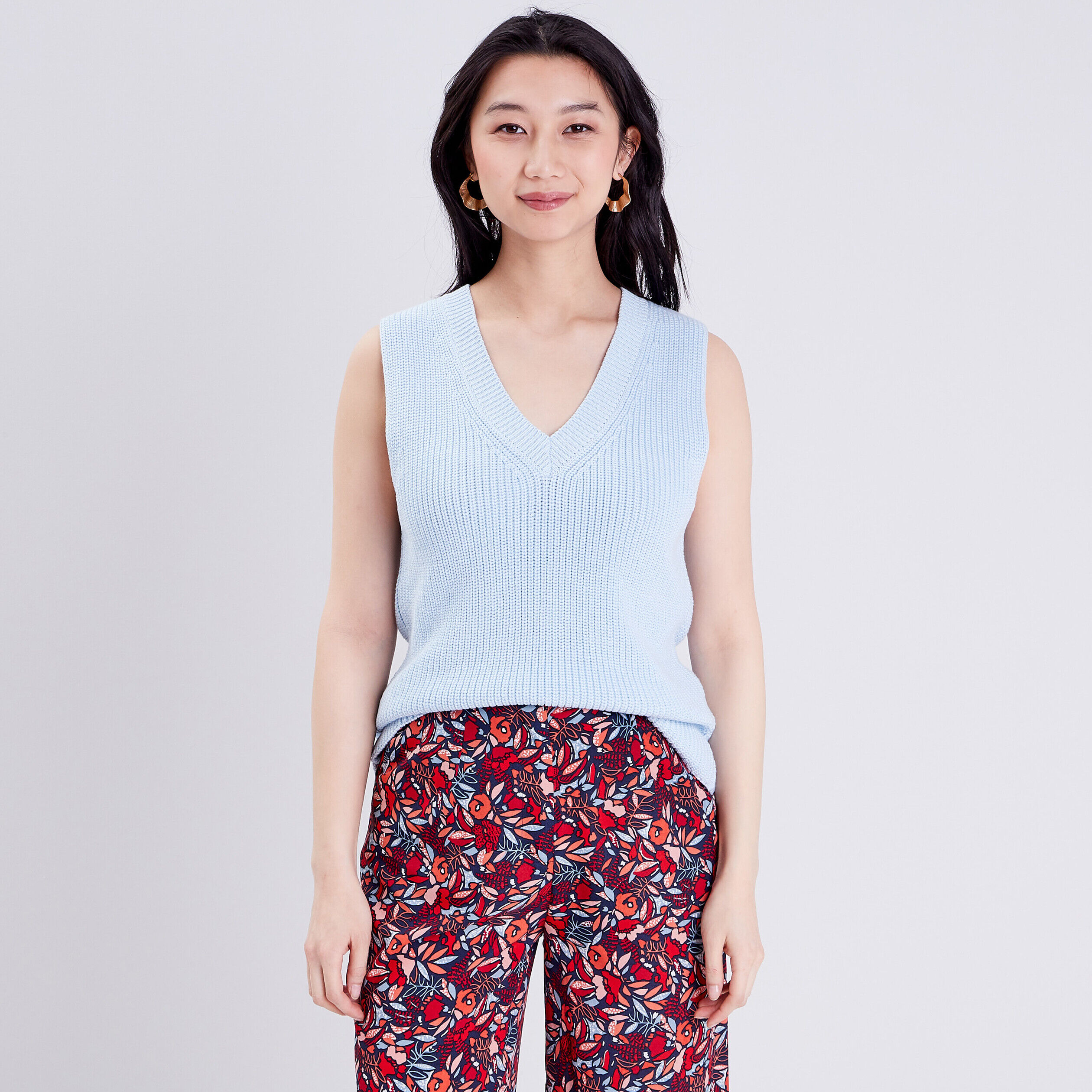 Pull sans manches bleu gris femme | Cache Cache
