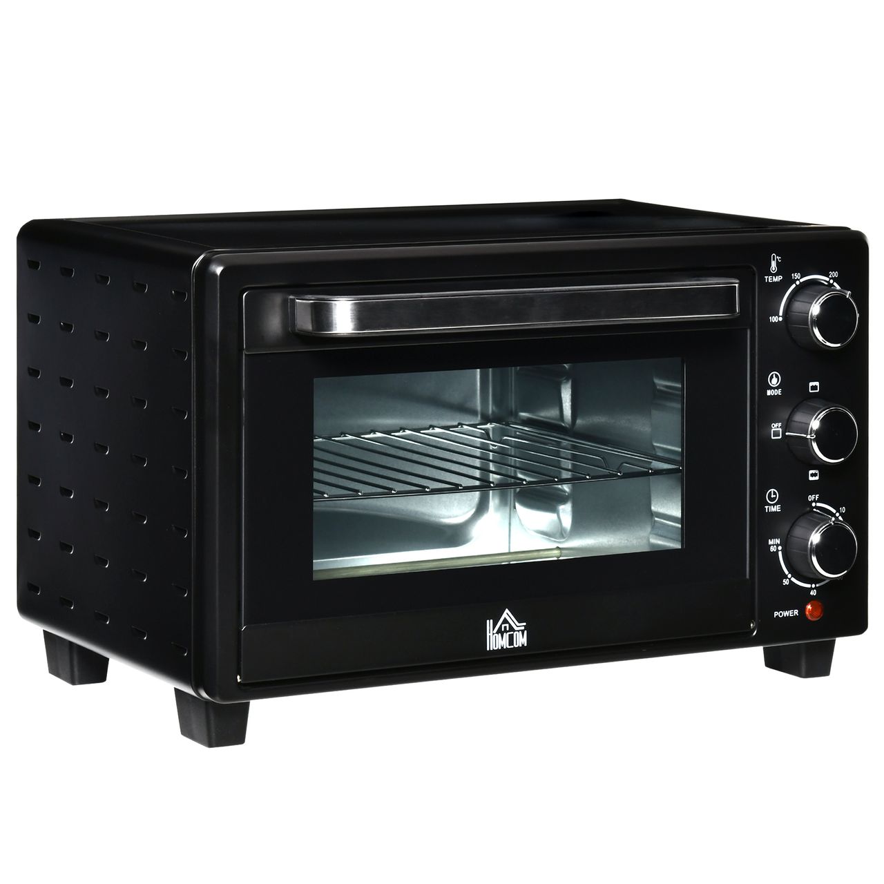 HOMCOM Minibackofen 21L einstellbare Temperatur Ofen 3 Kochmodi Schwarz Silber