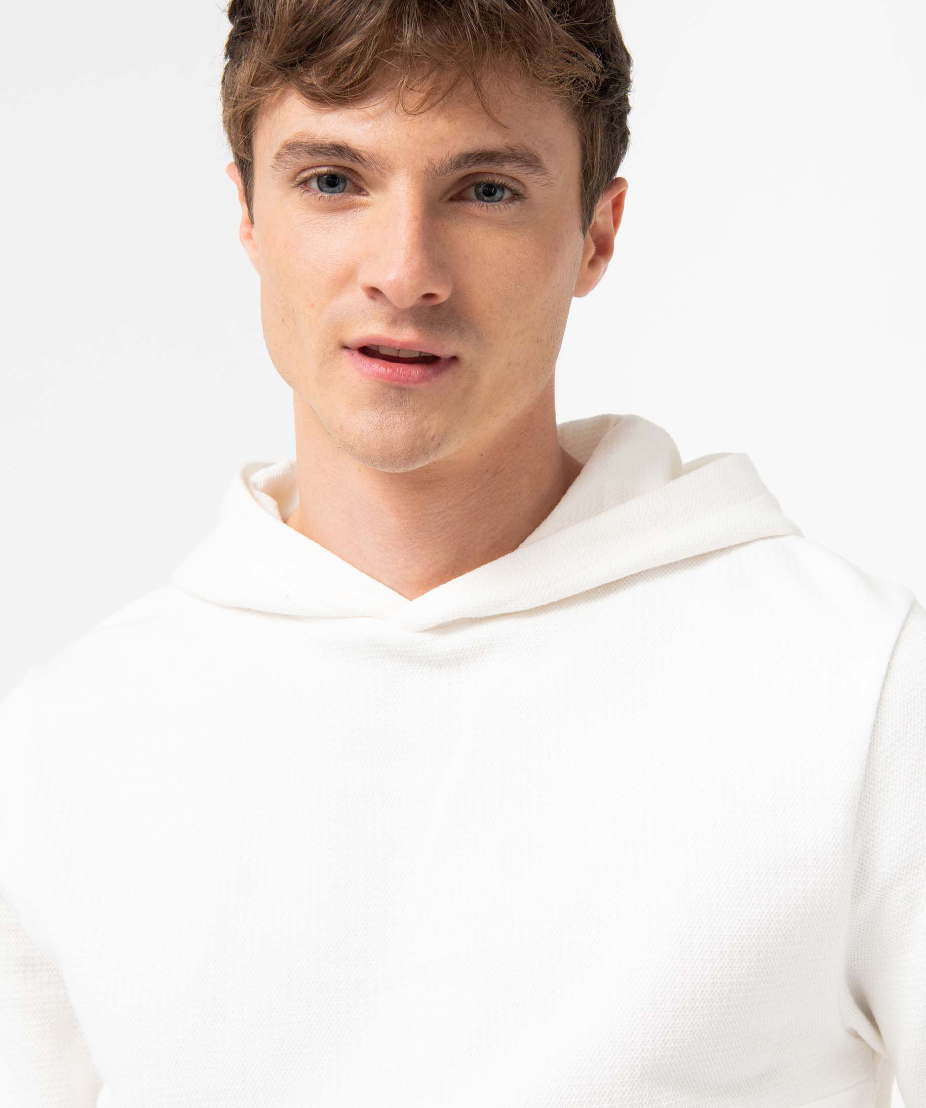 Sweat homme à capuche en coton piqué blanc | GEMO