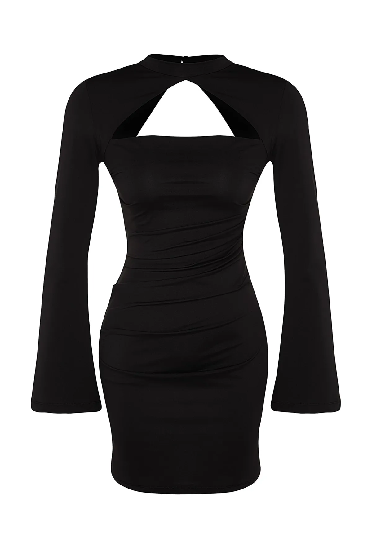 Trendyol Collection  Elegantes Abendkleid in Schwarz mit offener Taille und Skater-Ausschnitt TPRAW24EL00042