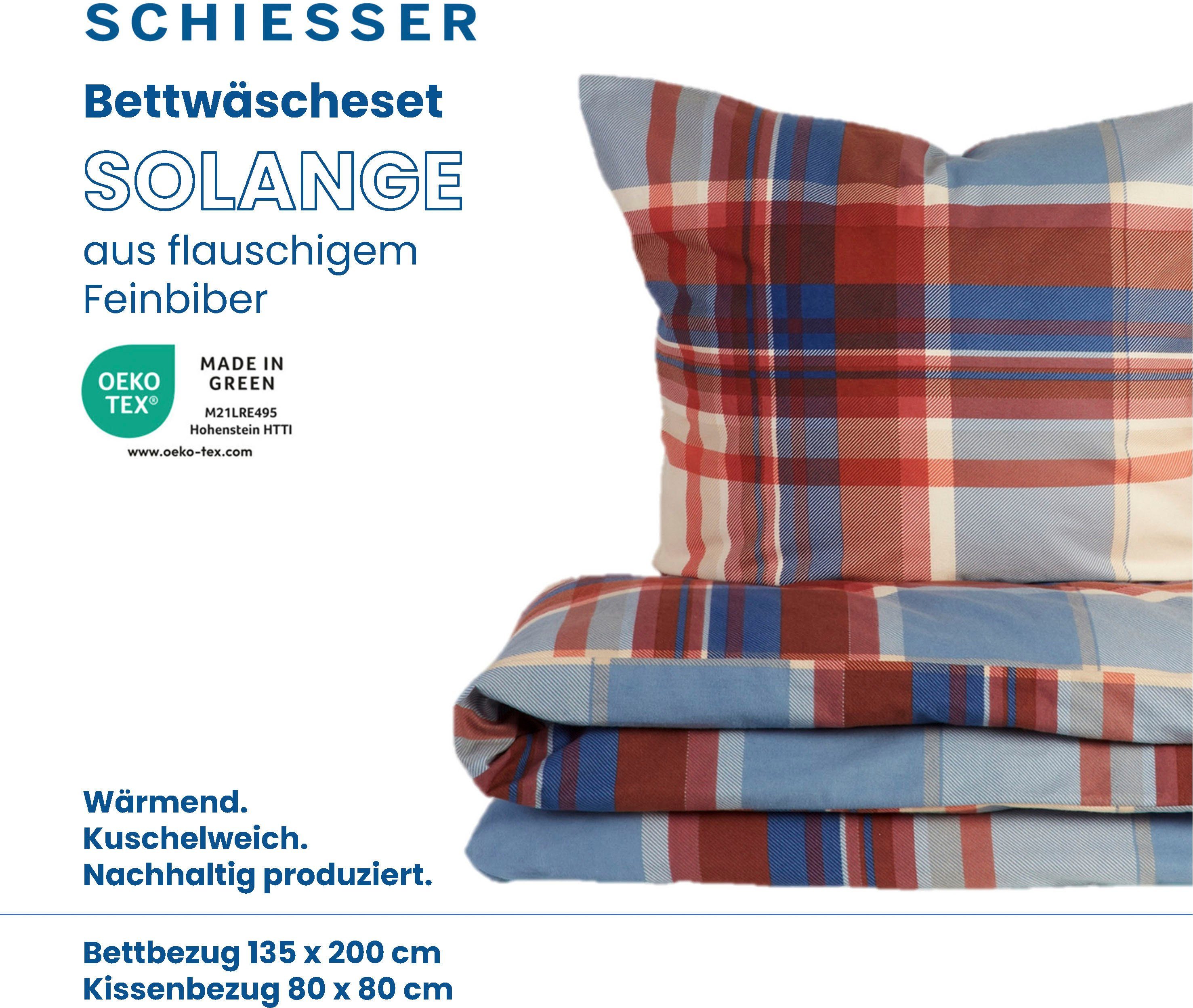 Bettwäsche Solange, Schiesser, Feinbiber, 2 teilig, Karo Musterung