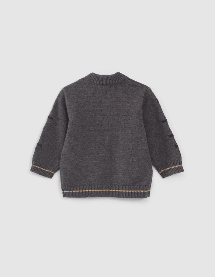 Cardigan gris tricot avec broderies manches bébé garçon