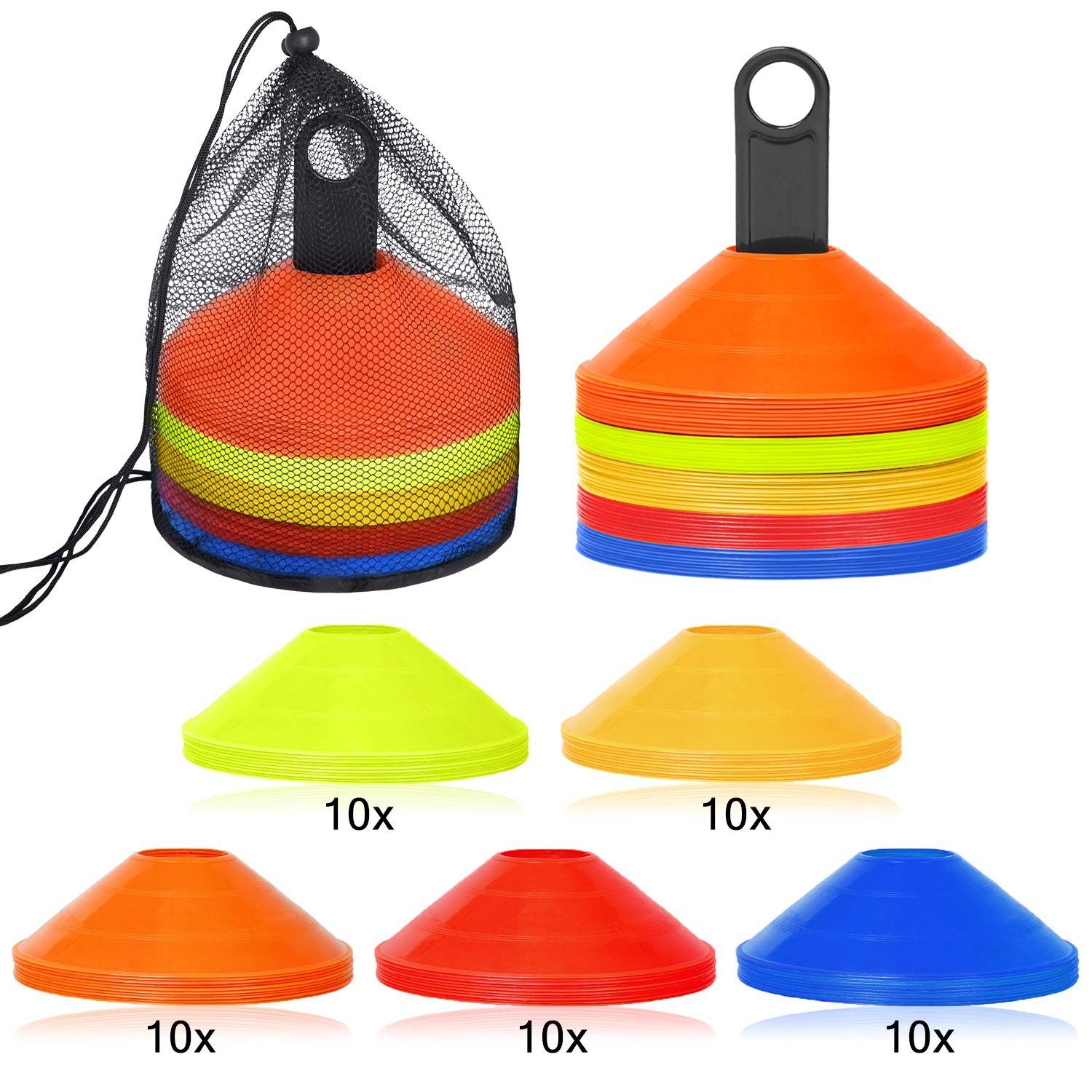 UISEBRT Hürde Profi Markierungshütchen Set (50, 50 St), für Koordination