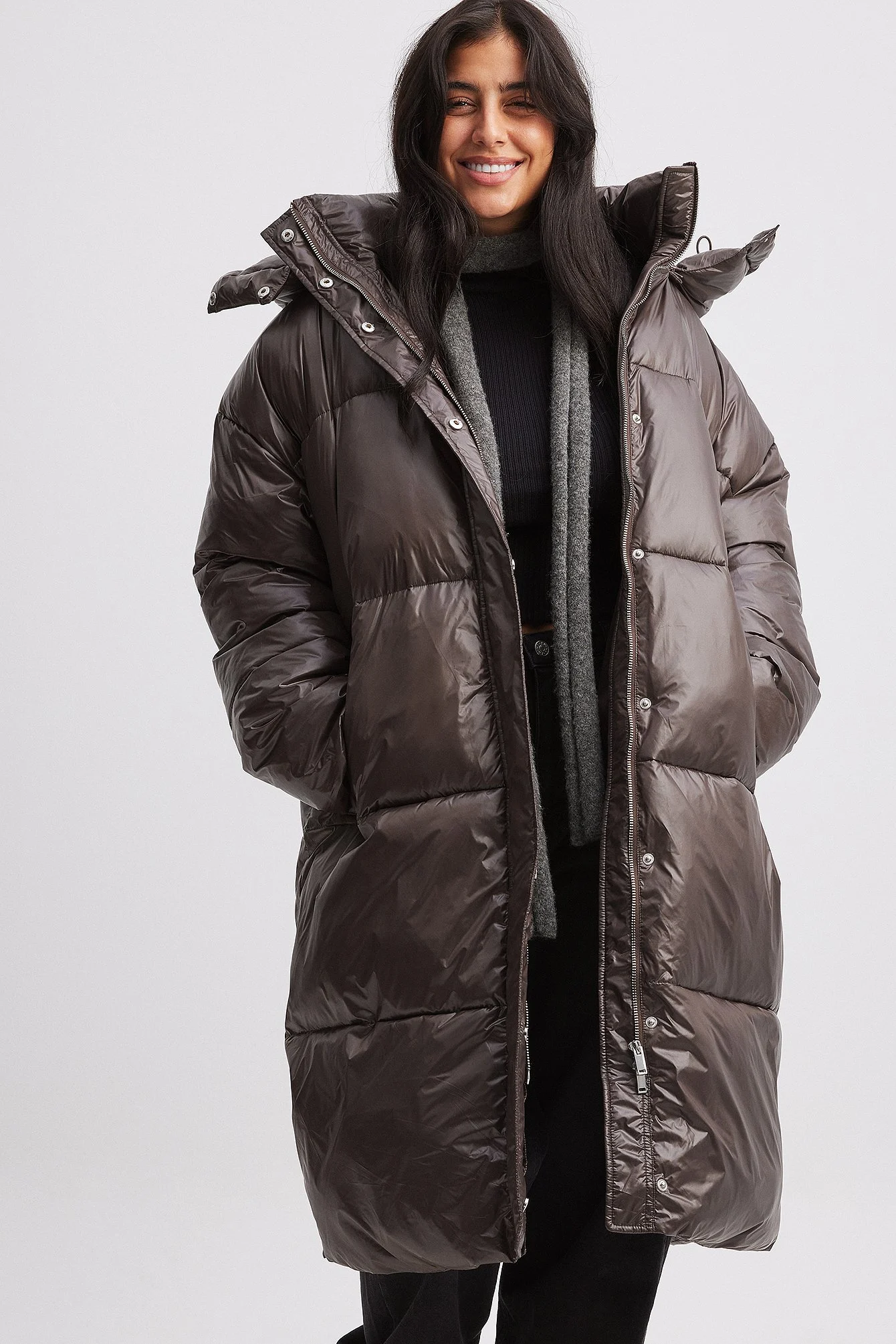 Lange oversized wattierte Jacke