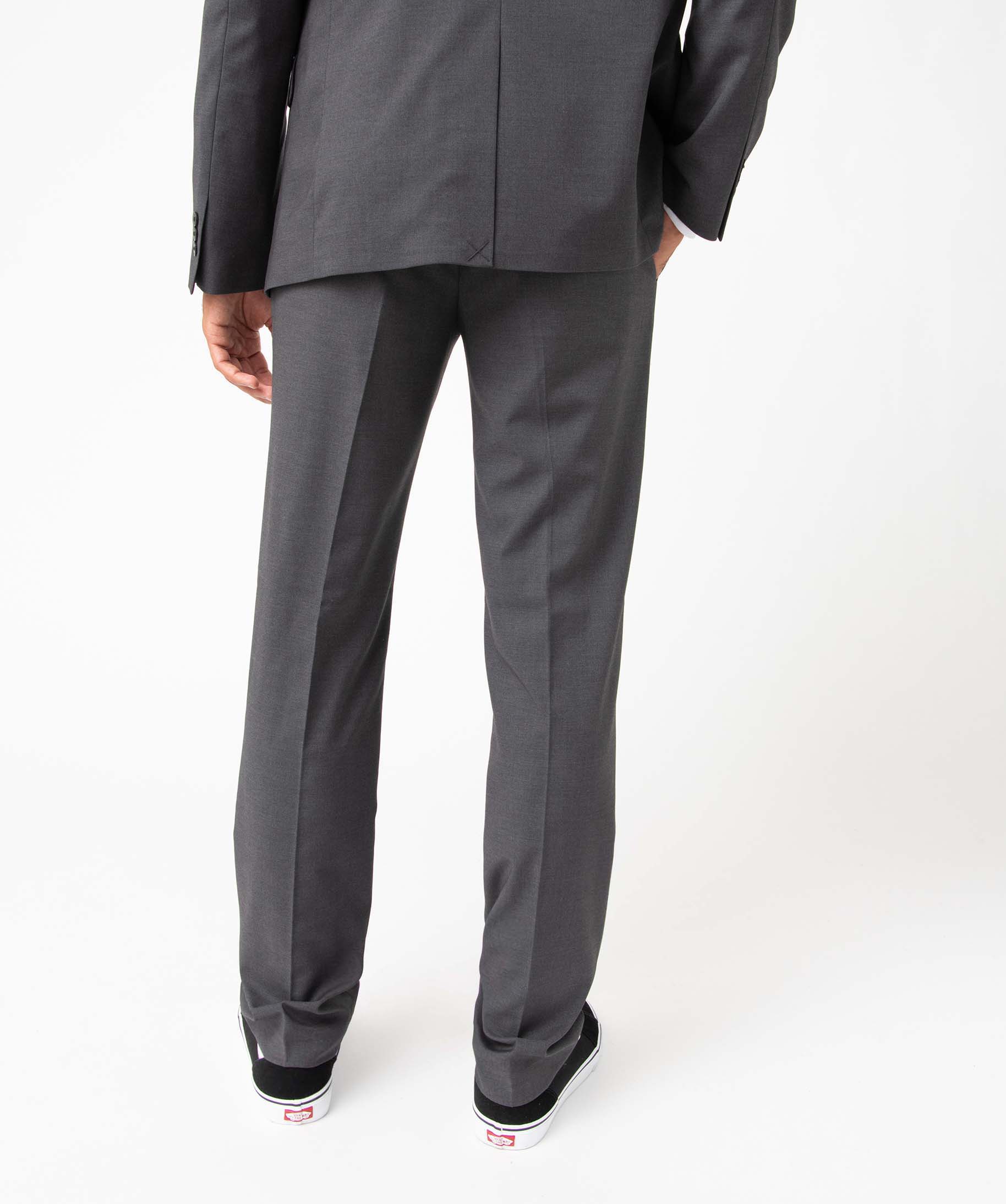 Pantalon de costume homme en toile coupe droite gris fonce | GEMO