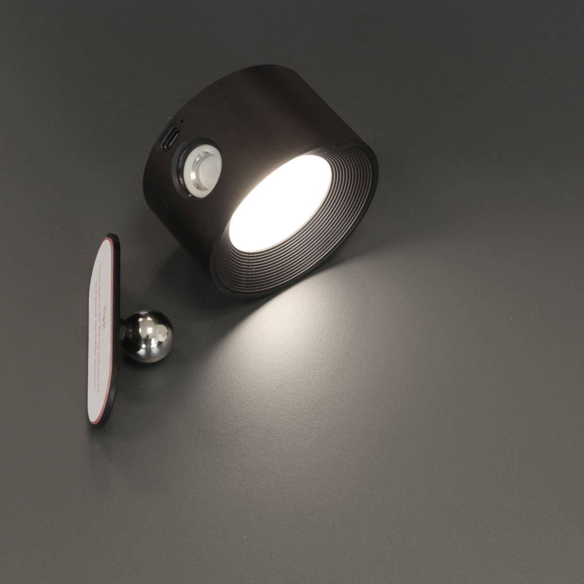 Fischer & Honsel Akku Wandlampe Magnetic Schwarz Ø 8 cm