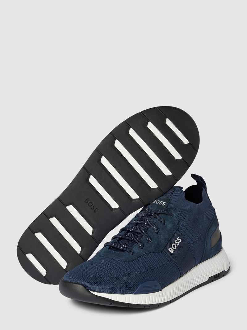 Sneaker aus Leder-Mix Modell 'Titanium' in marineblau