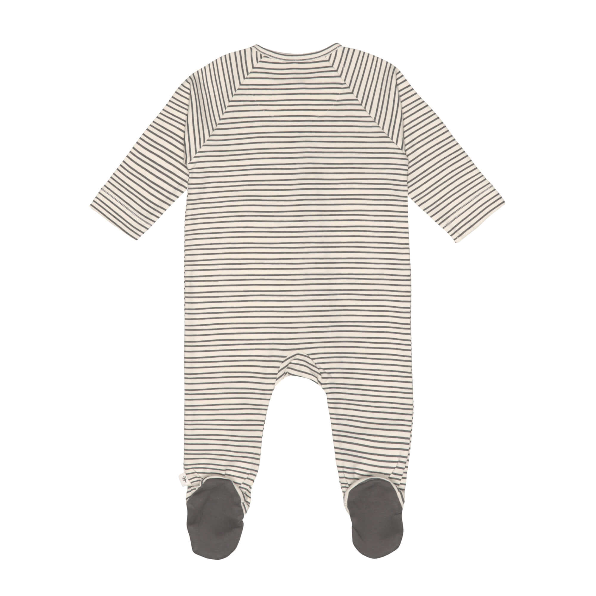 Baby Schlafanzug mit Füßen - Bio Baumwolle, Striped, Grau
