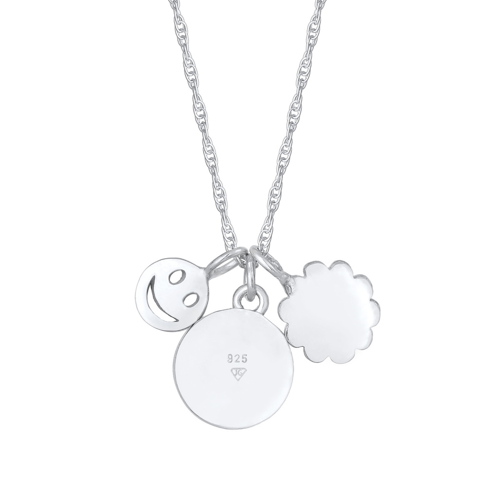 Elli Elli by Julie & Grace Collier Pendentif Disque de Fleurs Smiley Lettre L en Argen collier