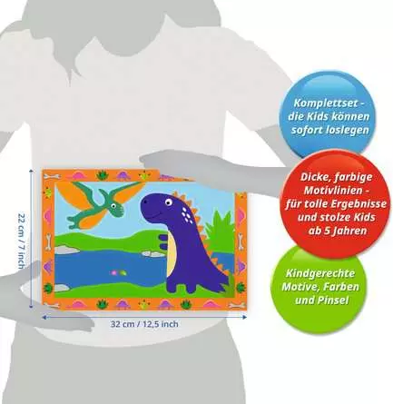 CreArt Land der Dinosaurier - Malen nach Zahlen für Kinder ab 5 Jahren