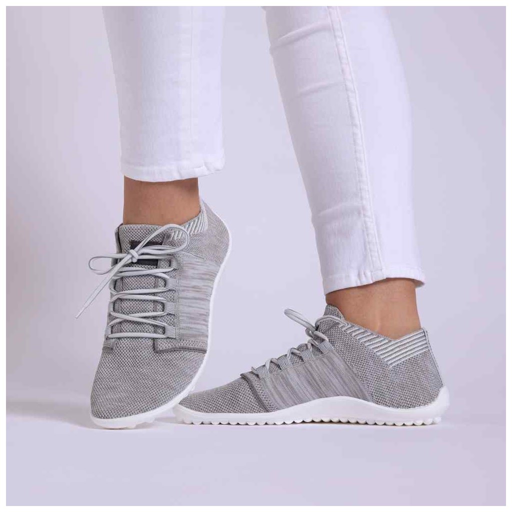 Leguano Beat silbergrau mit weißer Sohle Barfussneakers