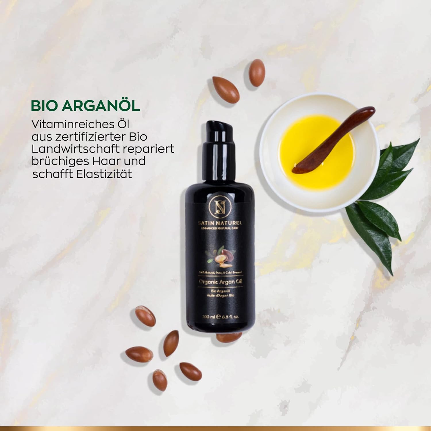 Arganöl Haare BIO Kaltgepresst 100ml - Haut- & Haaröl trockenes Haar - Vegan - Haarwachstum beschleunigen - Sanftes Haaröl ohne Silikon und Parabene - Argan Oil