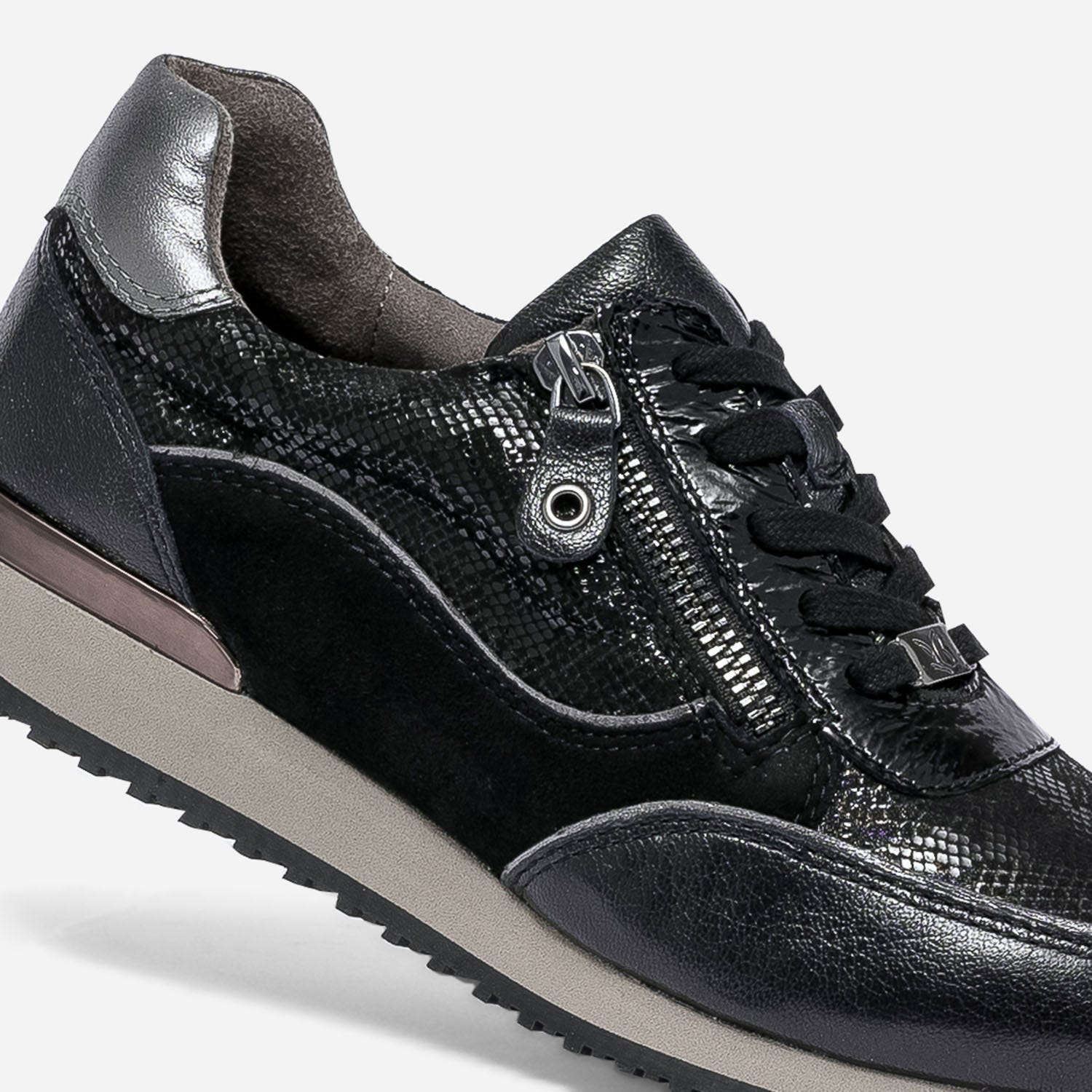 Tennis CAPRICE noire multi cuir