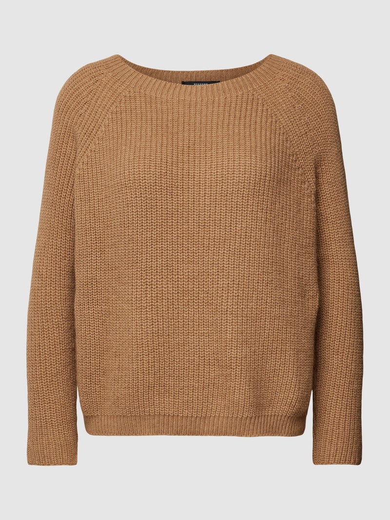 Strickpullover mit Rundhalsausschnitt Modell 'XENO' in camel