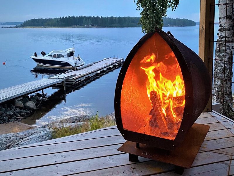 Magma Corten Garten Kamin mit funkenschutz