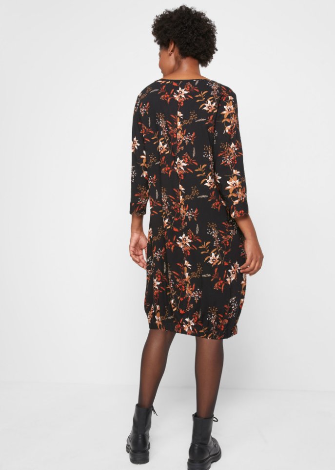 Viskose-Web-Kleid mit Taschen in O-Form, kniebedeckend
