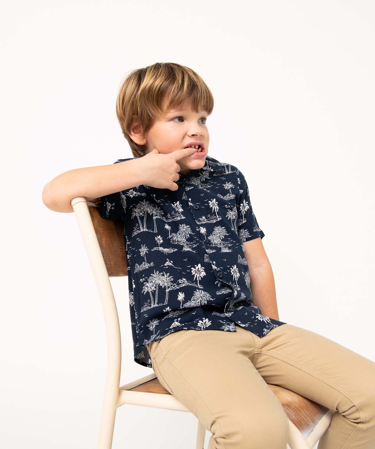 Chemise Garçon à manches courtes avec motifs palmiers imprime | GEMO
