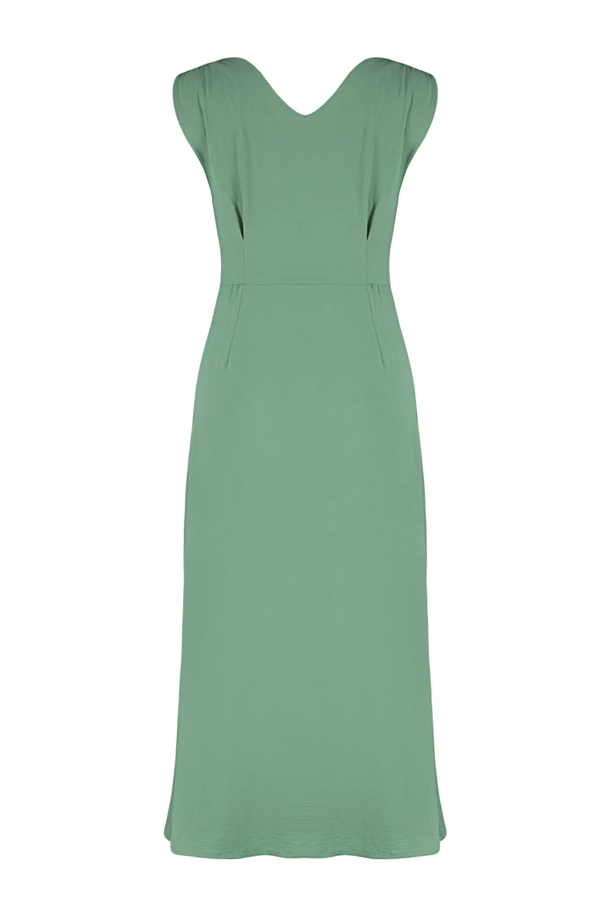 Trendyol Collection  Khakifarbenes, gewebtes Midi-Hemdkleid mit Knöpfen TWOSS24EL00442