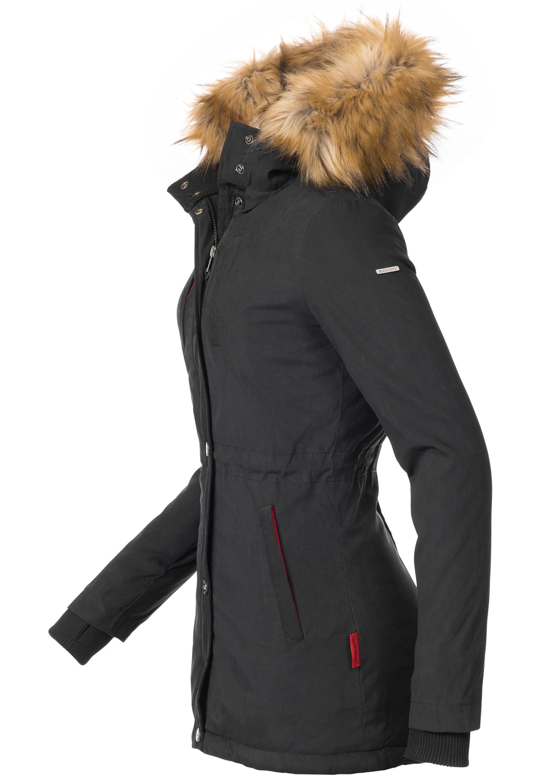 Marikoo Wintermantel Akira edler Winterparka mit Kunstfellkapuze