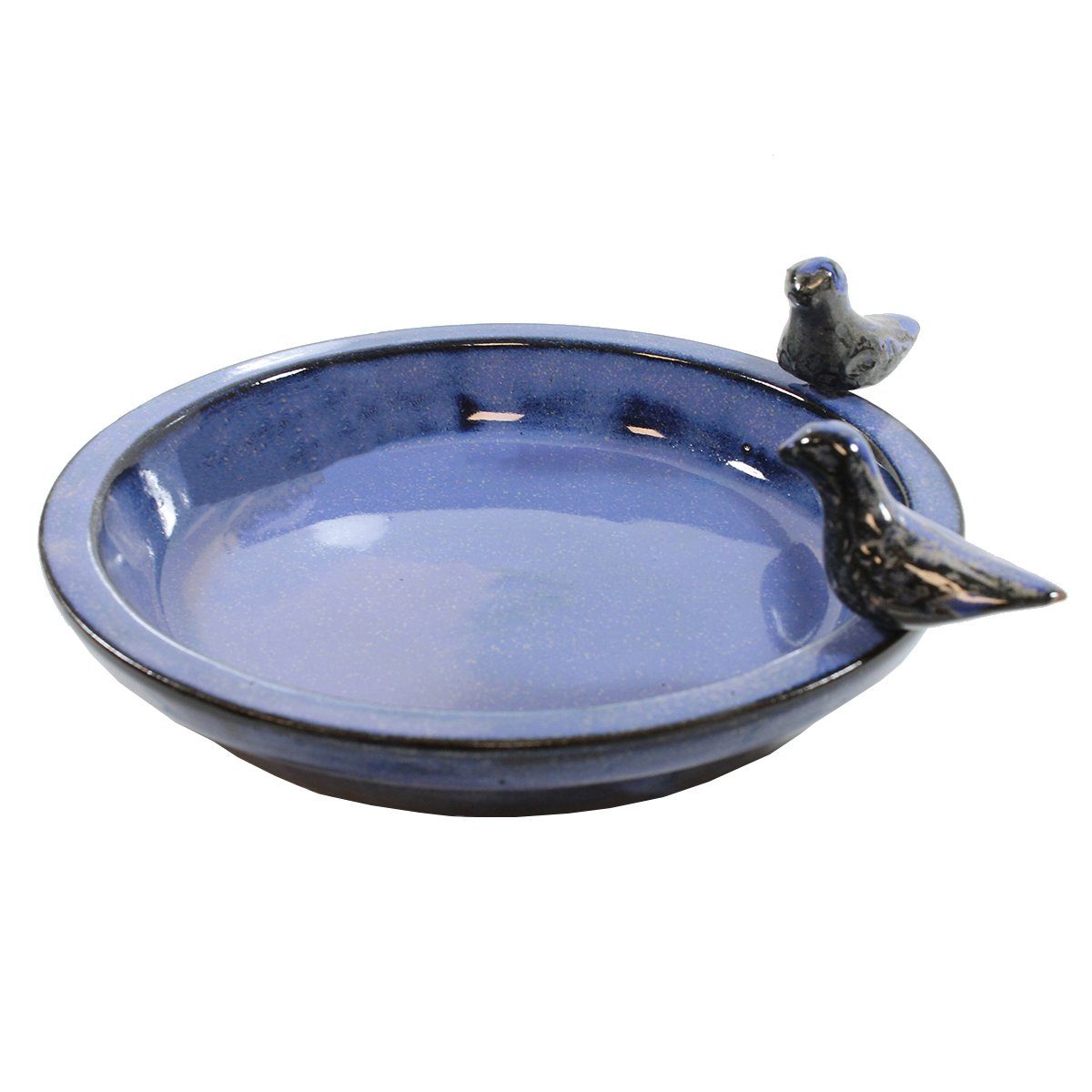 colourliving Vogeltränke Vogeltränke für den Garten 30cm blau Keramik Vogeltränke rund Vogelbad, handbemalt, glasiert, leicht zu Reinigen