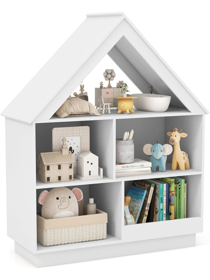 COSTWAY Kinder Bücherregal in Hausform 88 x 34 x 108 cm in Weiß günstig kaufen onesize