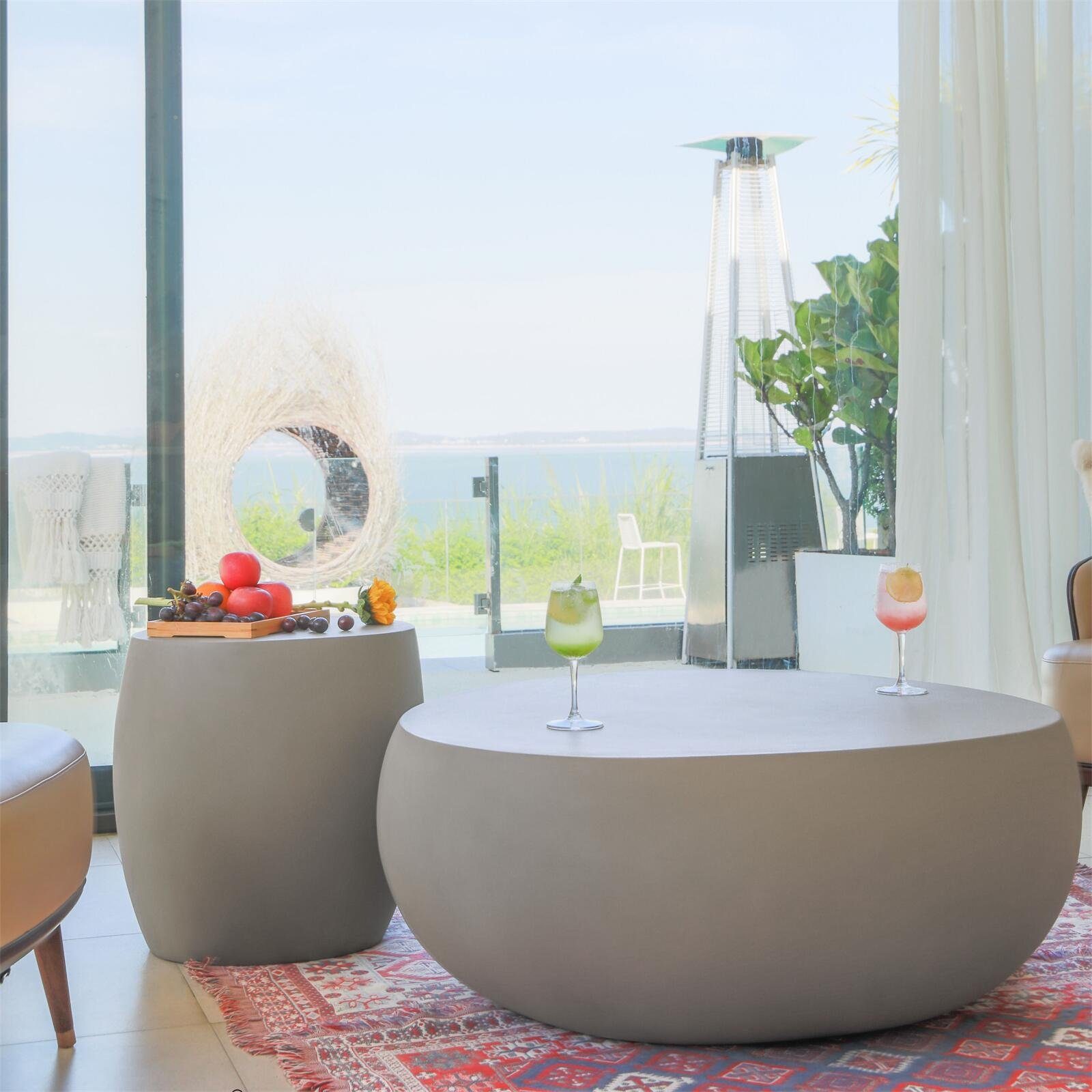 ELEMENTI Couchtisch IKARIA kieselförmig, Betontisch, Gartentisch, Beistelltisch (1 Tisch), wetterbeständig, pflegeleicht