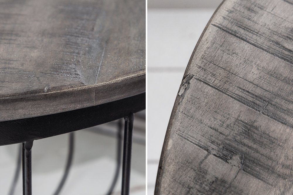riess-ambiente Couchtisch FACTORY LOFT Ø60cm grau / schwarz (Einzelartikel, 1-St), Wohnzimmer · Mango-Massivholz · rund · Metall · handmade · Industrial