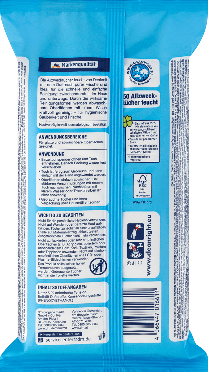 Feuchte Allzwecktücher Pure Frische, 50 St