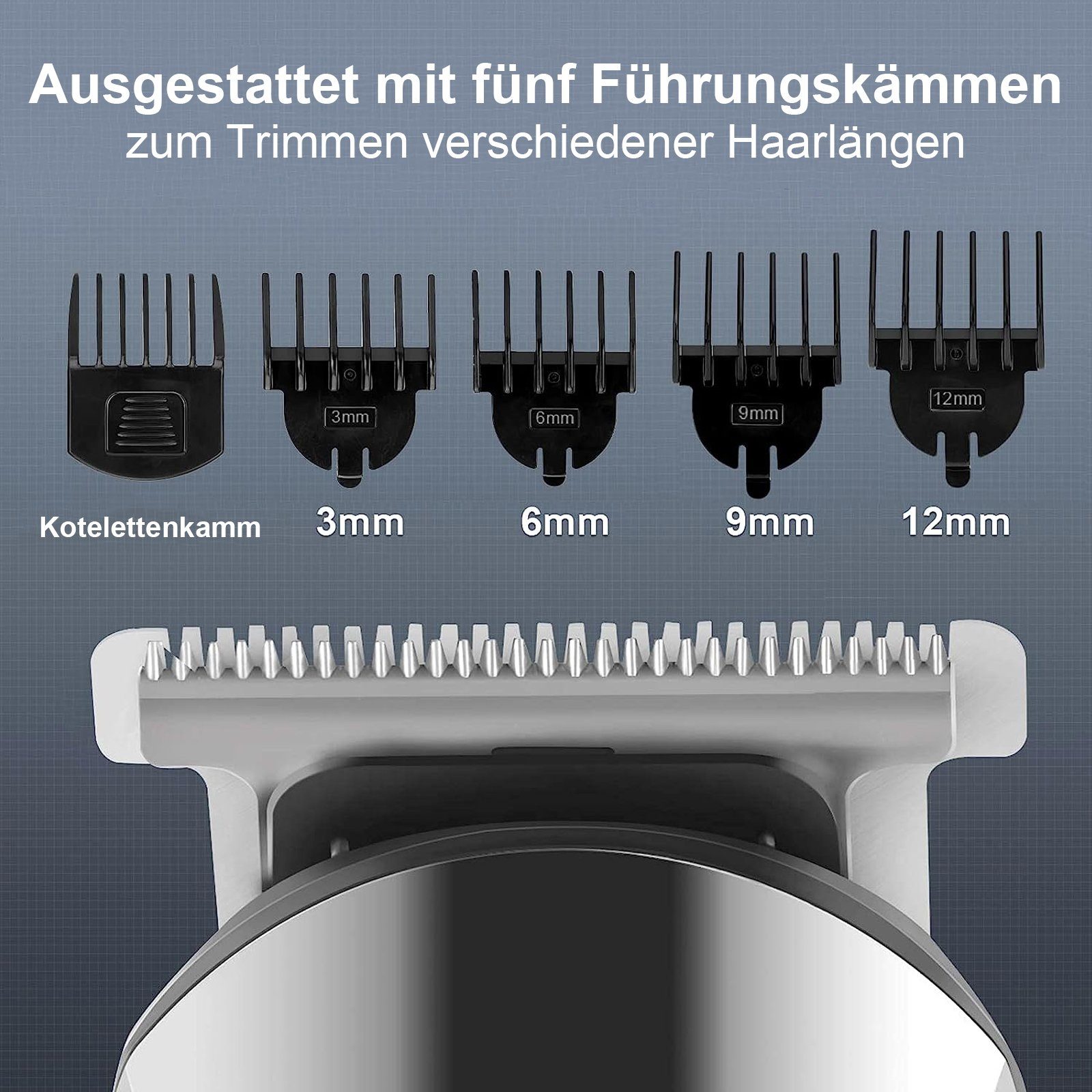 Aoucheni Haarschneider 6 in 1 Haarschneidemaschine Set, Profi Haarschneider Herren, für Gesicht, Körper, Schnurrbart, Nasenhaare, Elektrischer Rasierer, Barttrimmer Nasenhaartrimmer Körperhaartrimmer