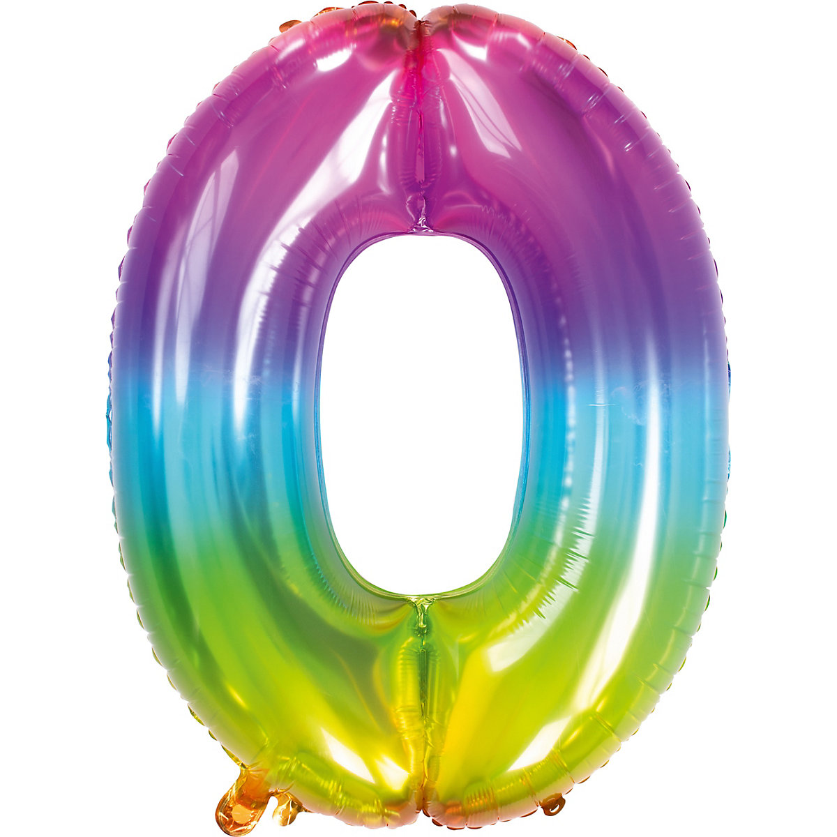 Folienballon Yummy Gummy Regenbogen Zahl 0, ca. 81 cm