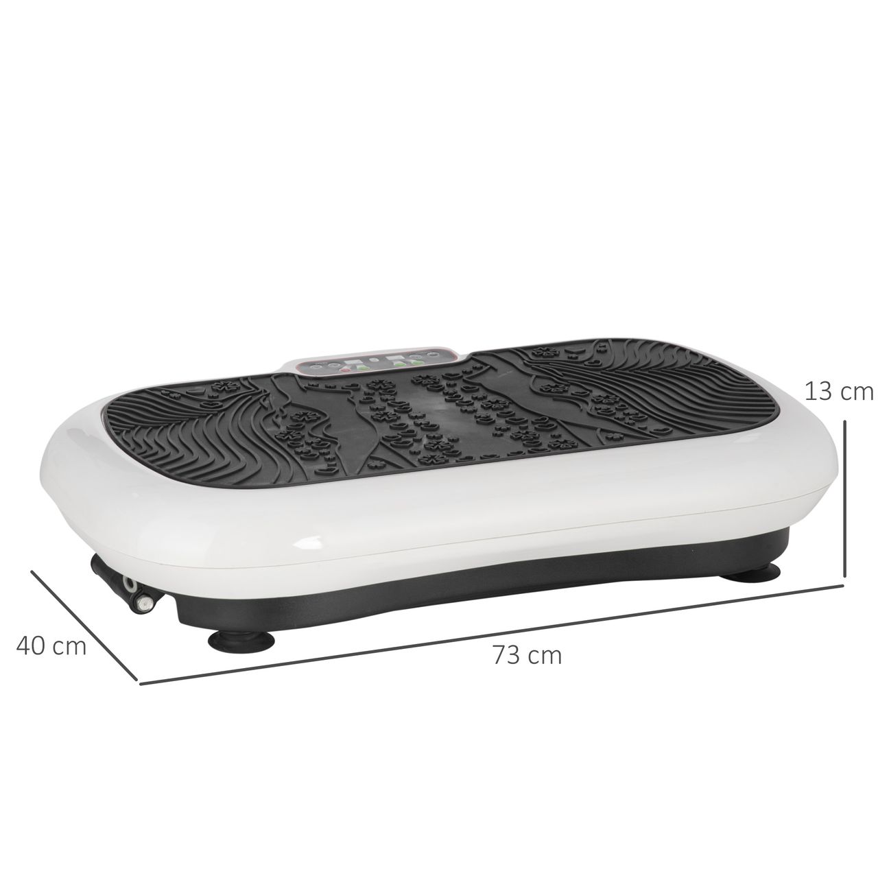 HOMCOM Vibrationsplatte mit 2 Fitnessbändern 99 Vibrationsstufen 120 kg Belastbarkeit Rüttelplatte Fitnessgeräte für Ganzkörpertraining zu Hause mit LCD-Anzeige 200W 73 x 40 x 13cm Weiß Schwarz