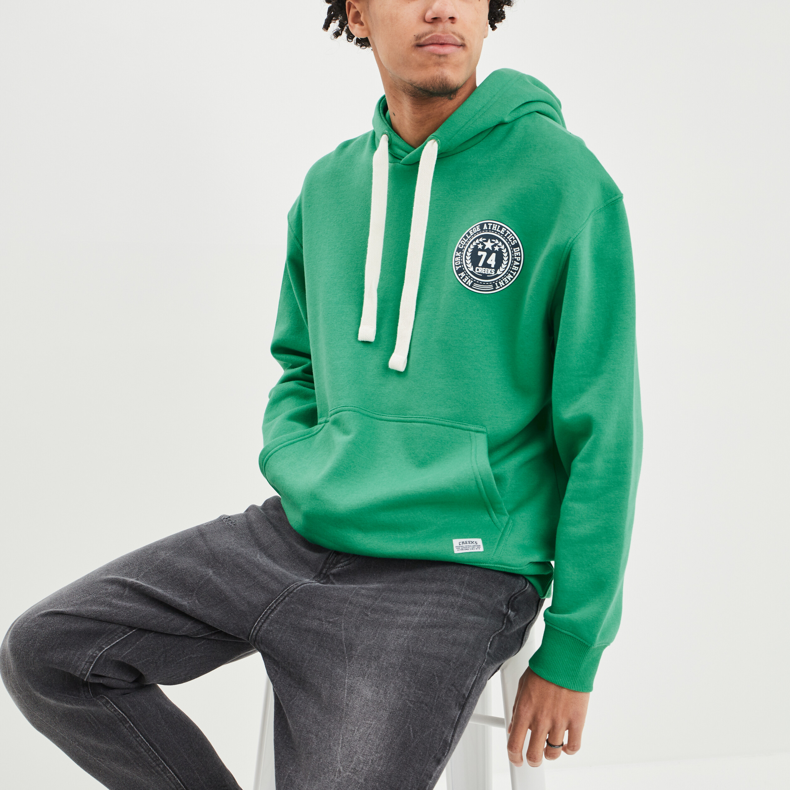 Sweat oversize à capuche hoodie Creeks vert homme | La Halle