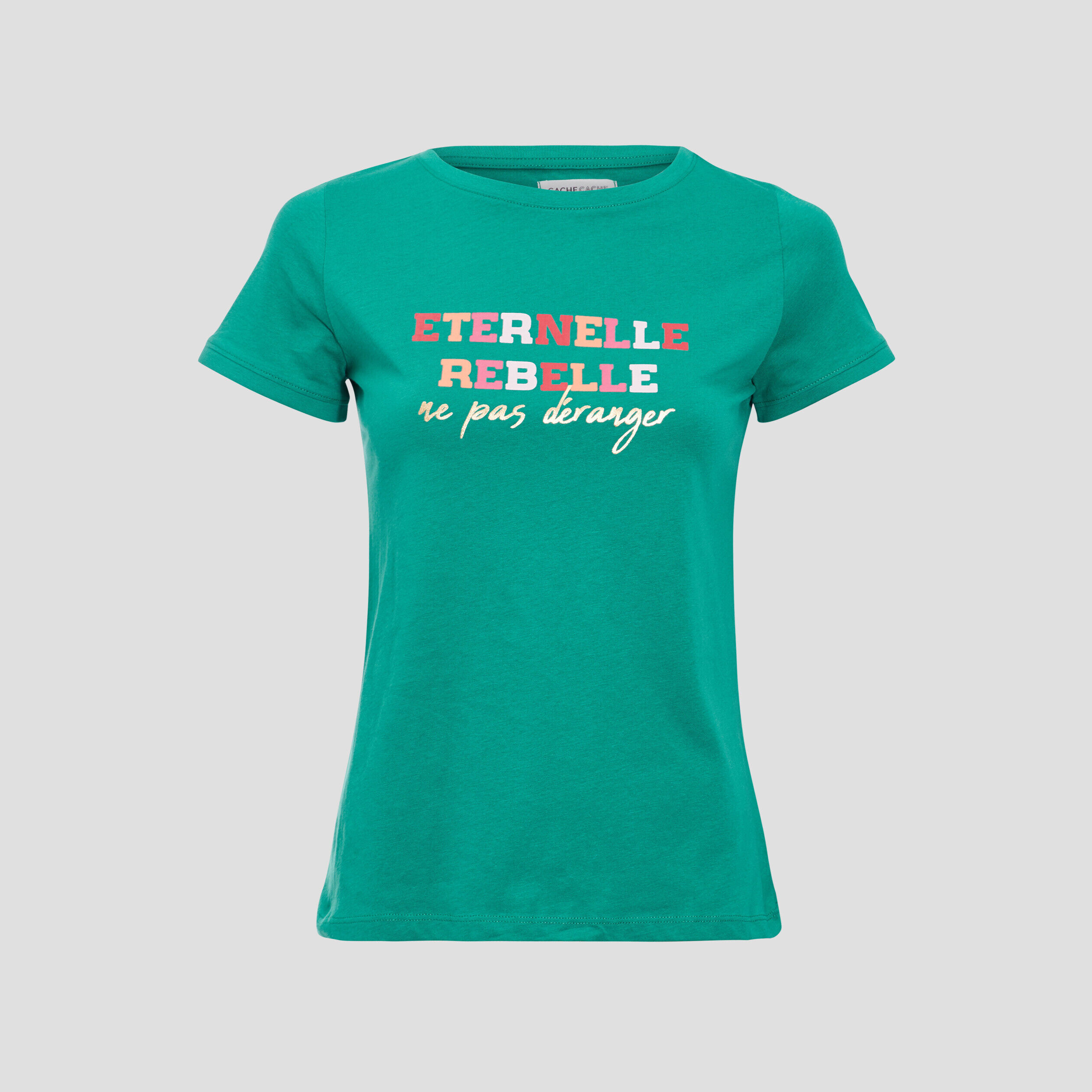 T-shirt manches courtes vert femme | Cache Cache