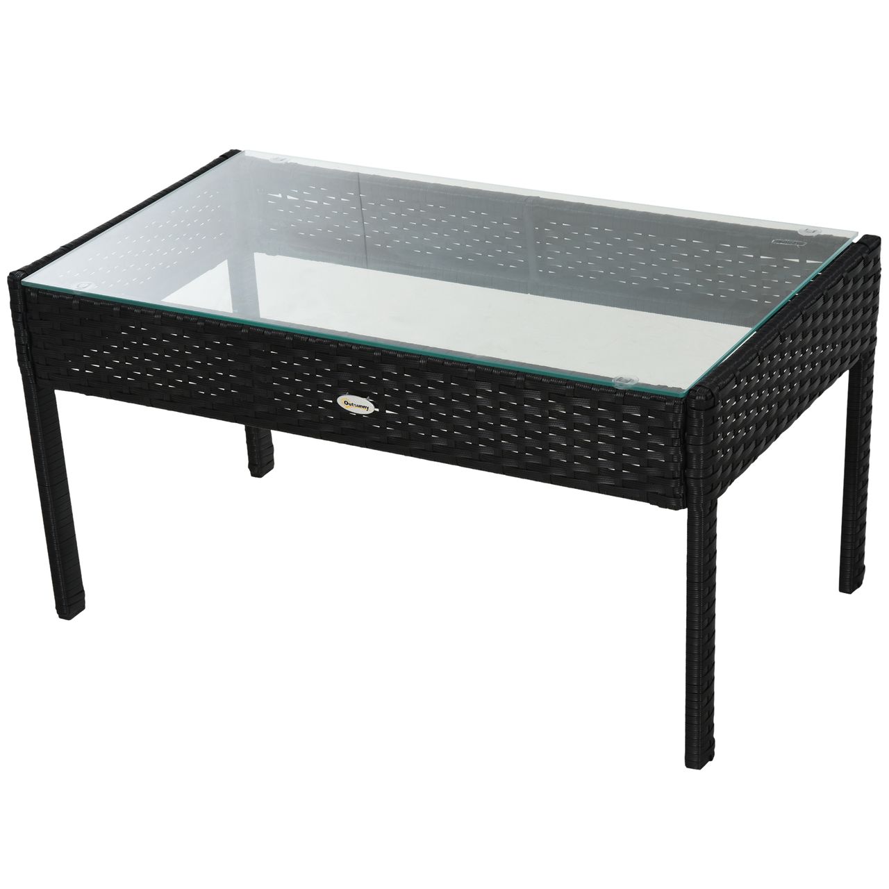 Outsunny Polyrattan Sitzgruppe Garnitur Lounge Sofa Gartenset 7 tlg. mit Kissen, Schwarz