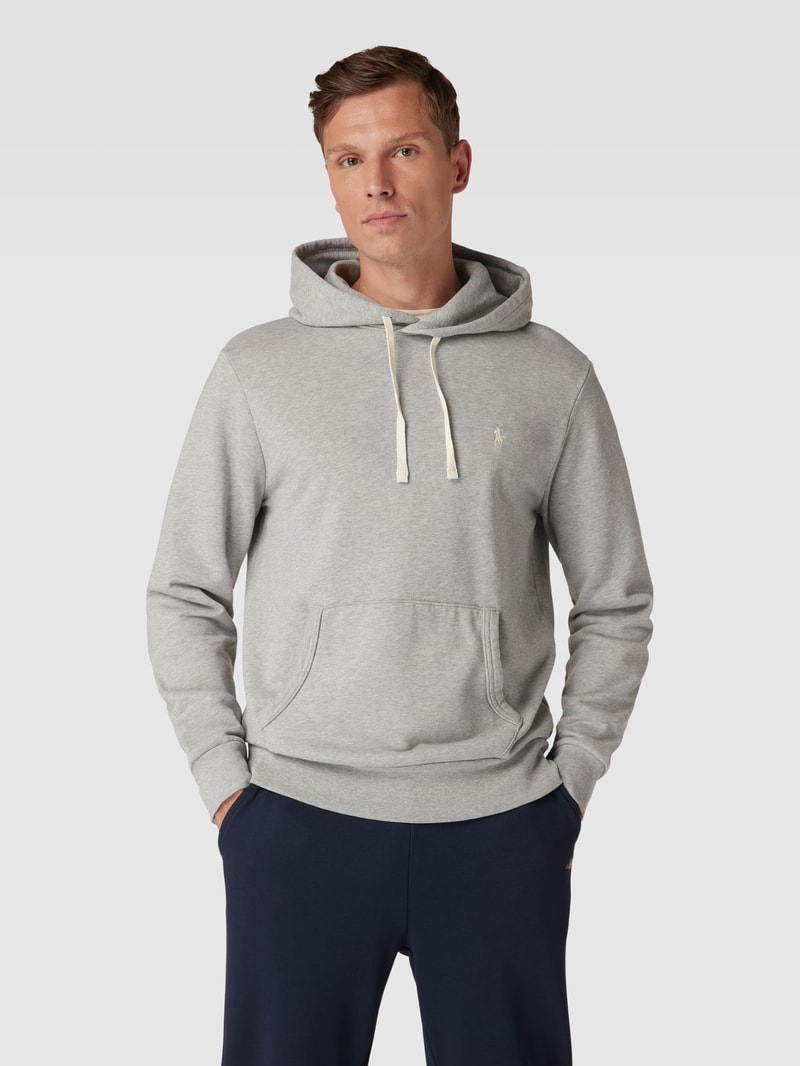 Hoodie mit Label-Stitching in hellgrau