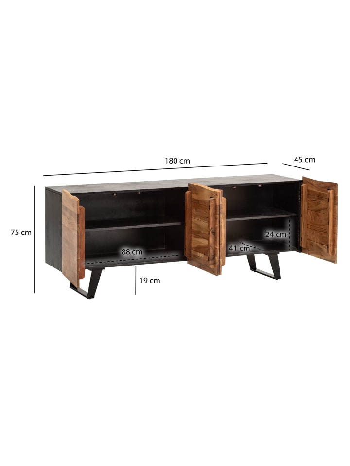 KADIMA DESIGN Sideboard Akazie Massivholz 180x75x45 cm Anrichte mit günstig kaufen onesize
