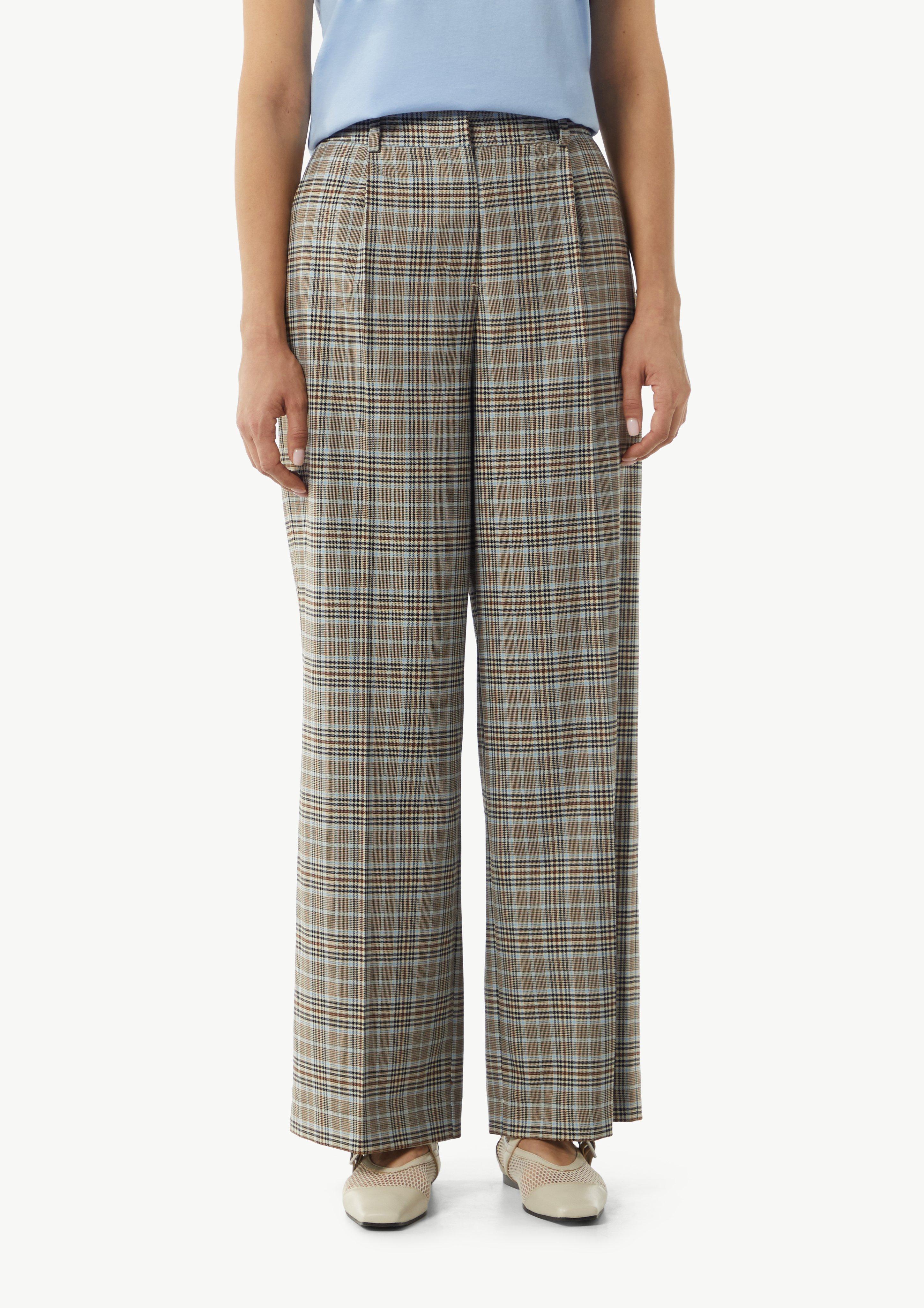 Karohose mit Wide Leg - helles beige