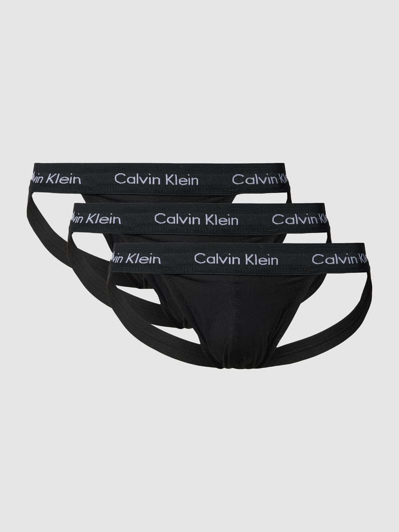 Jockstrap mit elastischem Logo-Bund im 3er-Pack in schwarz