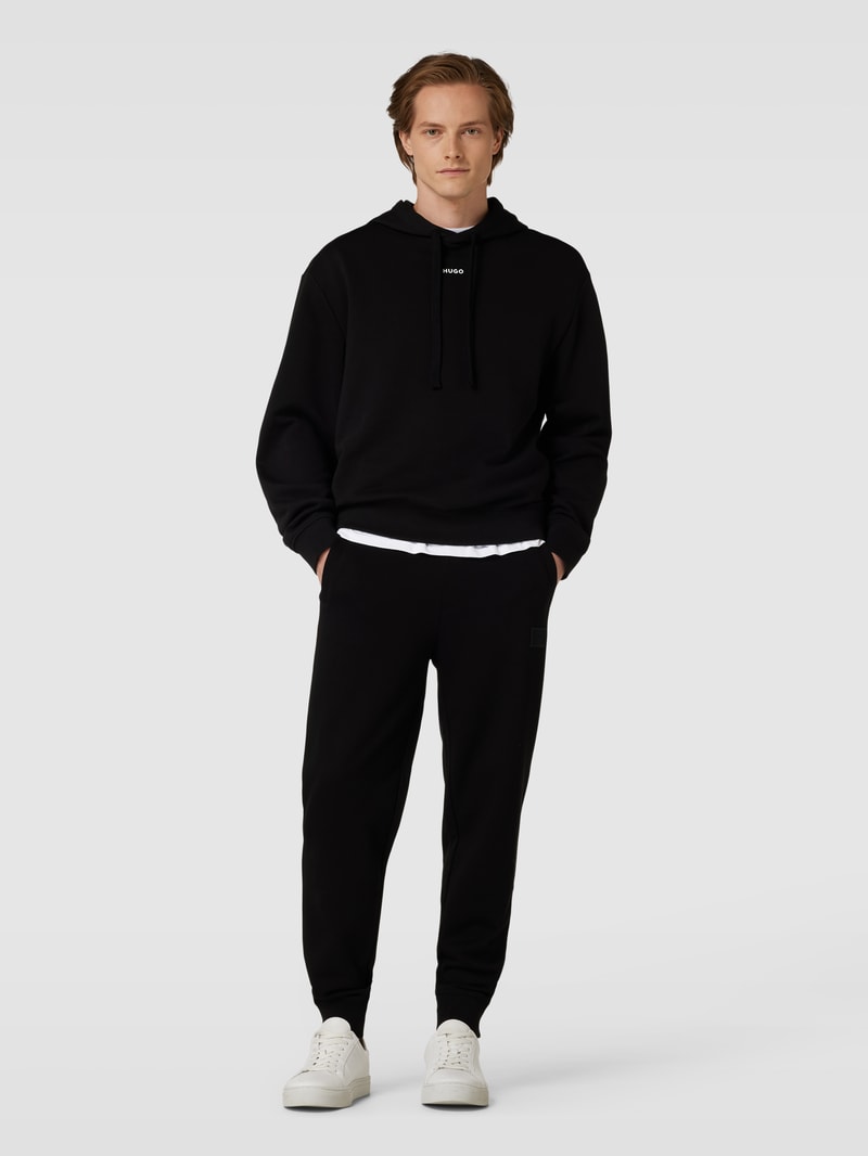 Hoodie mit Label-Print Modell 'Dapo' in schwarz