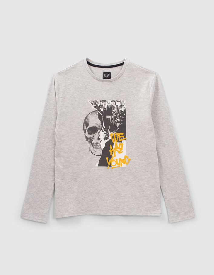 T-shirt gris visuel double et flocage garçon