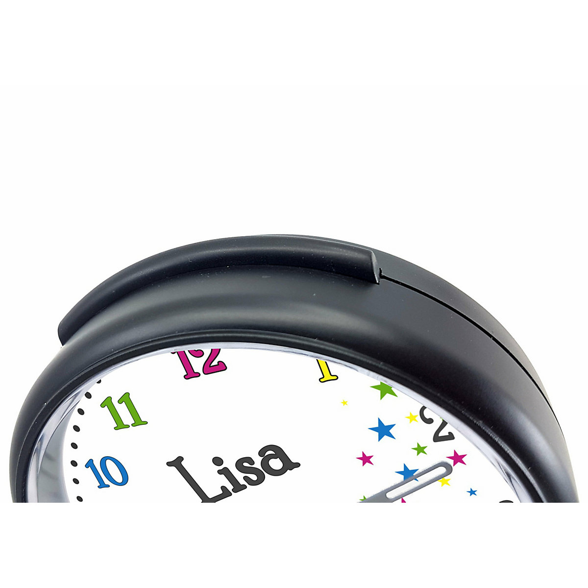 Kinder Funkwecker personalisiert mit Namen Sterne Atom-/Funkuhr, 12-Stunden-Anzeigeformat, Schlummerfunktion, Nachtlicht, Geräuschlos/Ohne Ticken