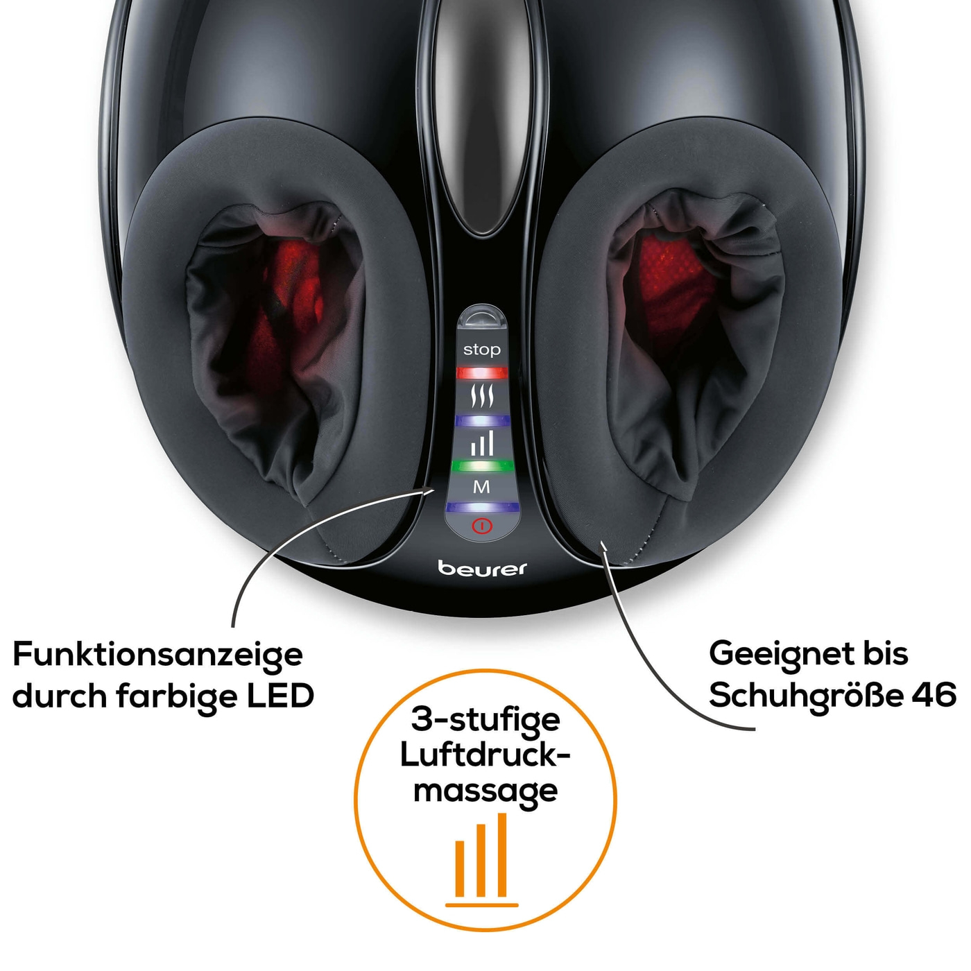 Beurer Fußmassagegerät FM 90-Shiatsu- und 3-Stufen-Luftdruckmassage für Fußsohlen & Ferse