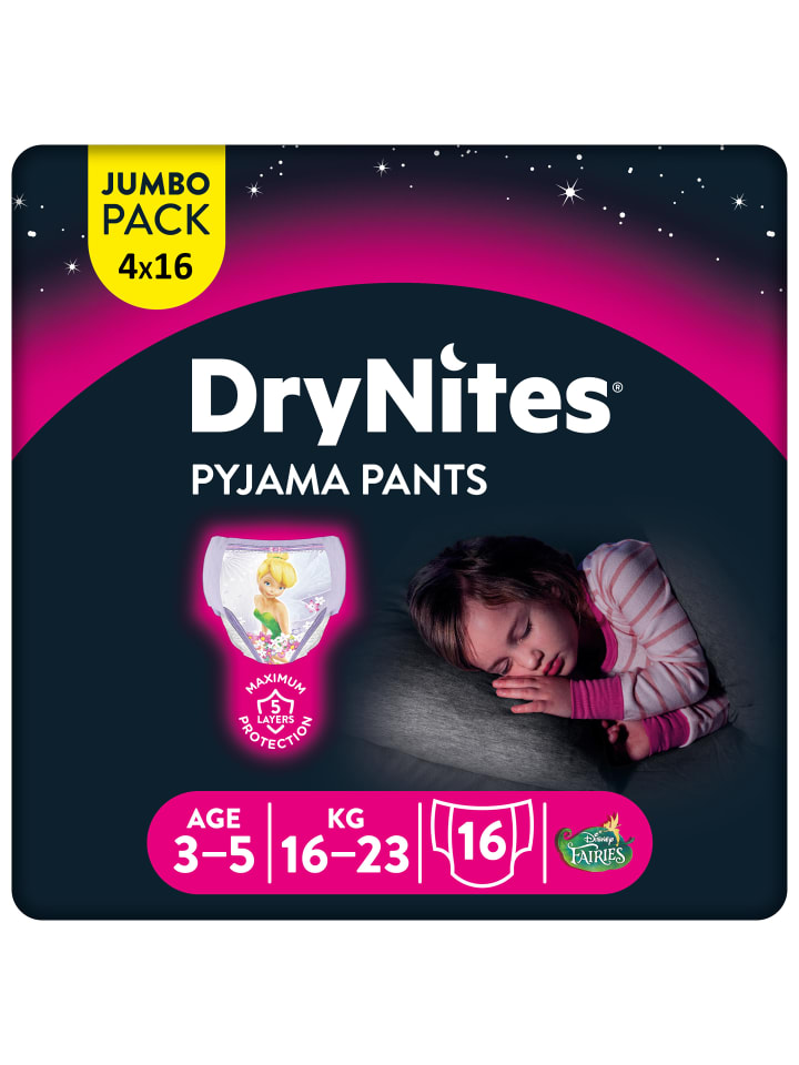 DryNites Windeln Windelhosen Mädchen 3-5 J. (16-23kg) Monatspack 64 Stk günstig kaufen onesize