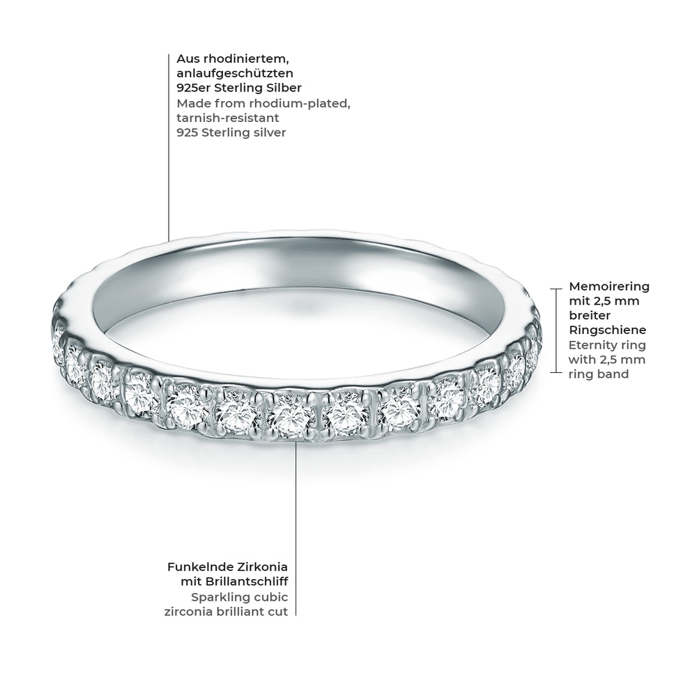 Trilani Bague en argent Argent sterling Oxyde de zirconium (CZ) en Argent Bague