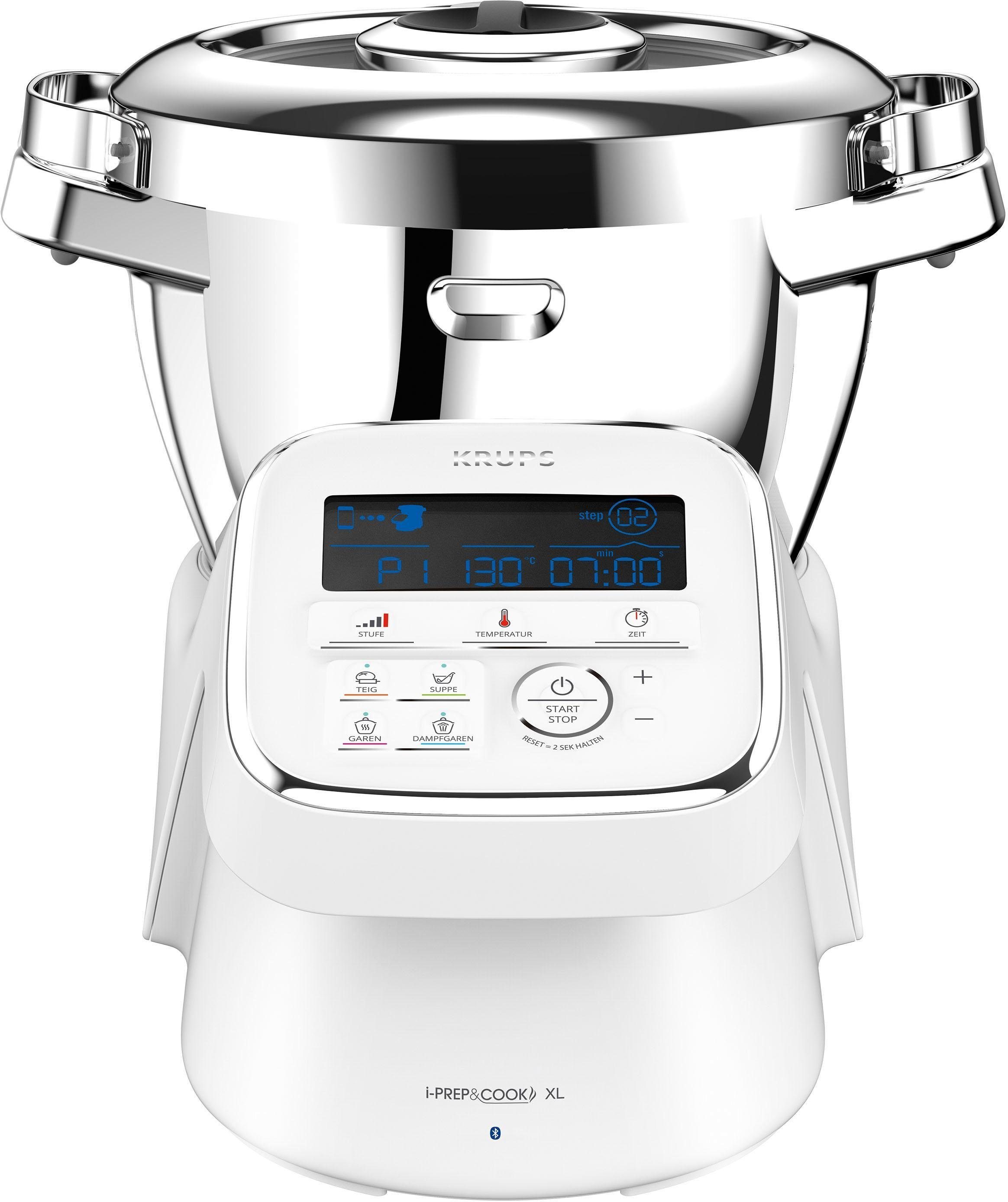 Krups Küchenmaschine mit Kochfunktion HP60A1 i Prep&Cook XL, 1550 W, 4,5 l Schüssel, 10 automatische Programme, 5 Zubehörteile, mit App und Sprachsteuerung